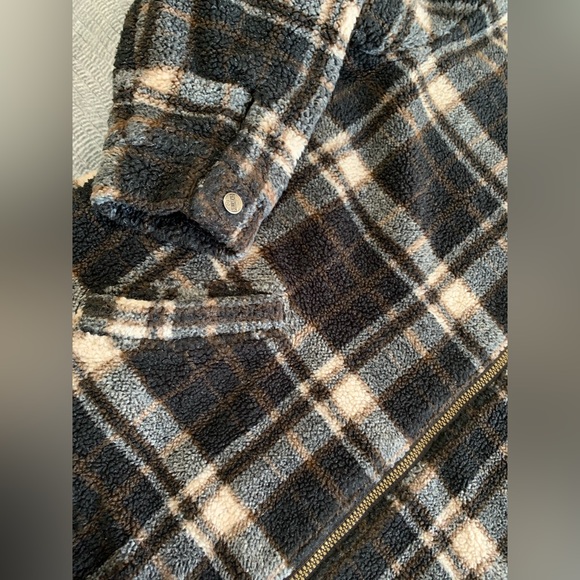 EUC Bullhead VINTAGE Sherpa Fleece Lined Mens Full Zip Jacket Brown Plaid XL - Picture 5 of 14